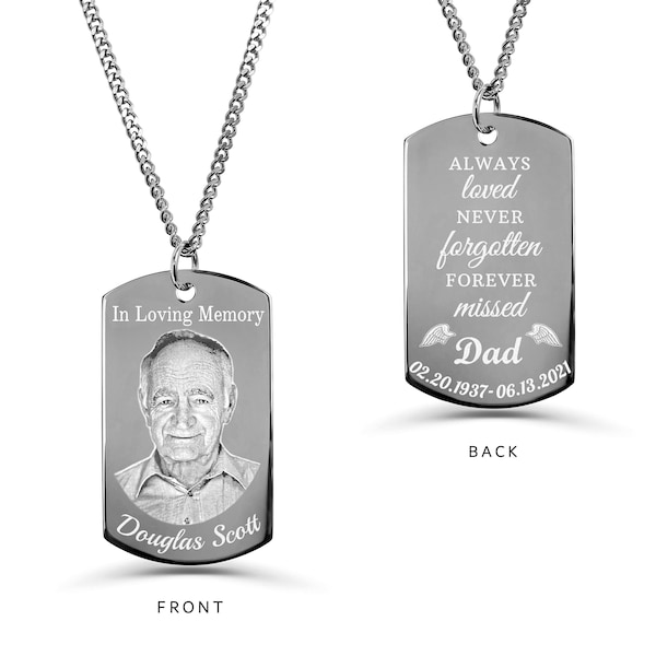 Memorial Jewelry, Memorial Dog tag, In Memory Dog Tag, Dad Memorial Dog Tag, Memorial Necklace, Custom Photo Dog Tag, Sympathy Jewelry