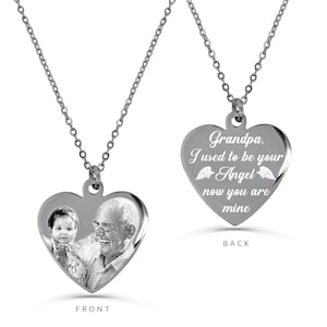 Grandpa Memorial Necklace, Loss of Grandfather, Photo Necklace, In Memory of Grandpa, Sympathy Gift, Memorial Jewelry, Loss of Grandpa