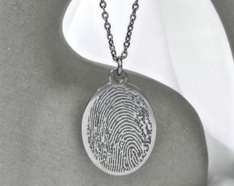 Fingerprint Necklace, Custom Fingerprint Jewelry, Actual Fingerprint Necklace, Thumbprint Condolence Mother's Memorial Gift, Grief Gift