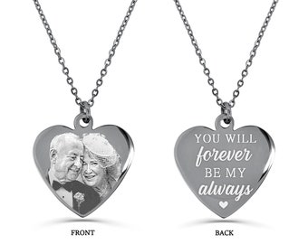 Personalized Free Engraved Photo Text Heart Pendant Necklace Name Picture Mother's day customized Gift with Free Box Custom Jewelry Gift