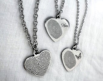 Actual Fingerprint Necklace - Personalized Thumbprint Pendant - Sympathy Gift - Memorial Gifts for Mom Grandma Sister Friend - Photo Jewelry