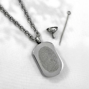 Fingerprint Urn Necklace for Pet or Human Ashes - Thumbprint Jewelry - Personalized Cremation Jewelry - Memorial Cremation Urn Necklace Gift