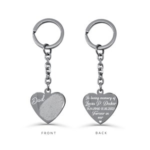 Actual Fingerprint Keychain, Engraved Fingerprint Keyring, Engraved Heart Fingerprint Keychain, Memorial Keychain, Remembrance Sympathy Gift