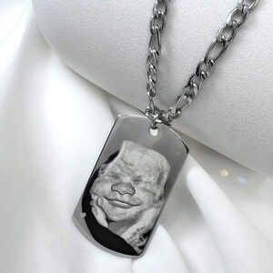 Personalize Dog Tag Necklace for Men - Custom Name Necklace - Christmas Gift for Him - Father's Day Gift - New Dad Gift - Ultrasound Jewelry