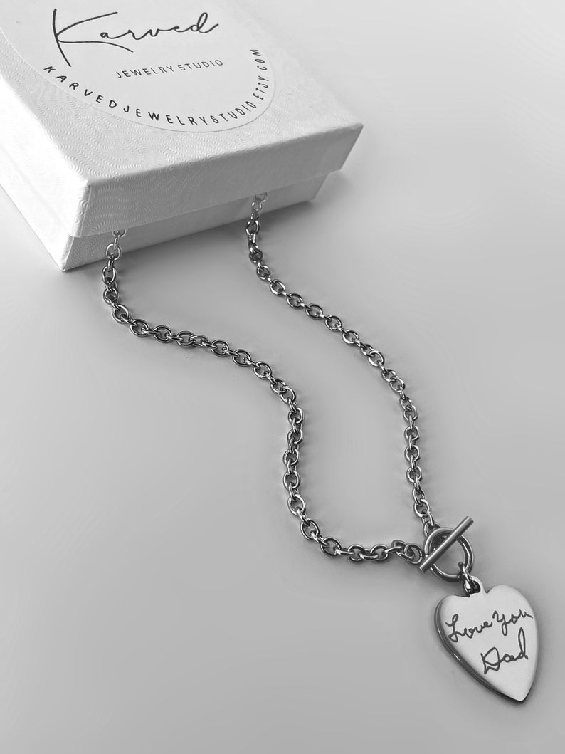 Dad Memorial Necklace Handwriting Jewelry Loss of Father in Etsy