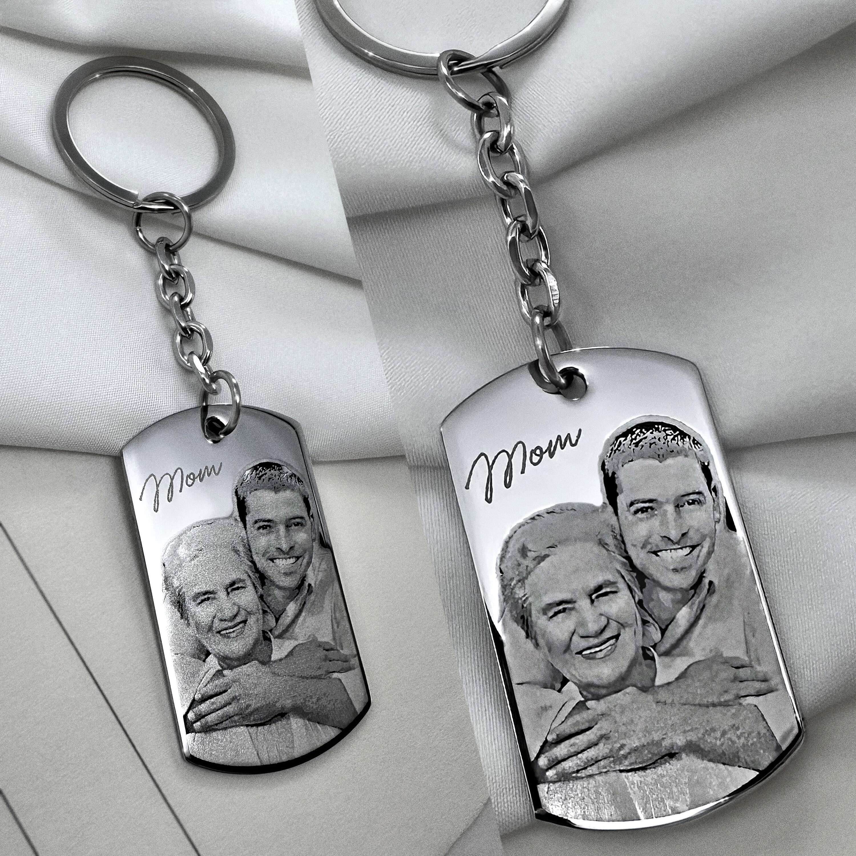 Personalized Memorial Keychain, Actual Fingerprint Keychain, Customized ...