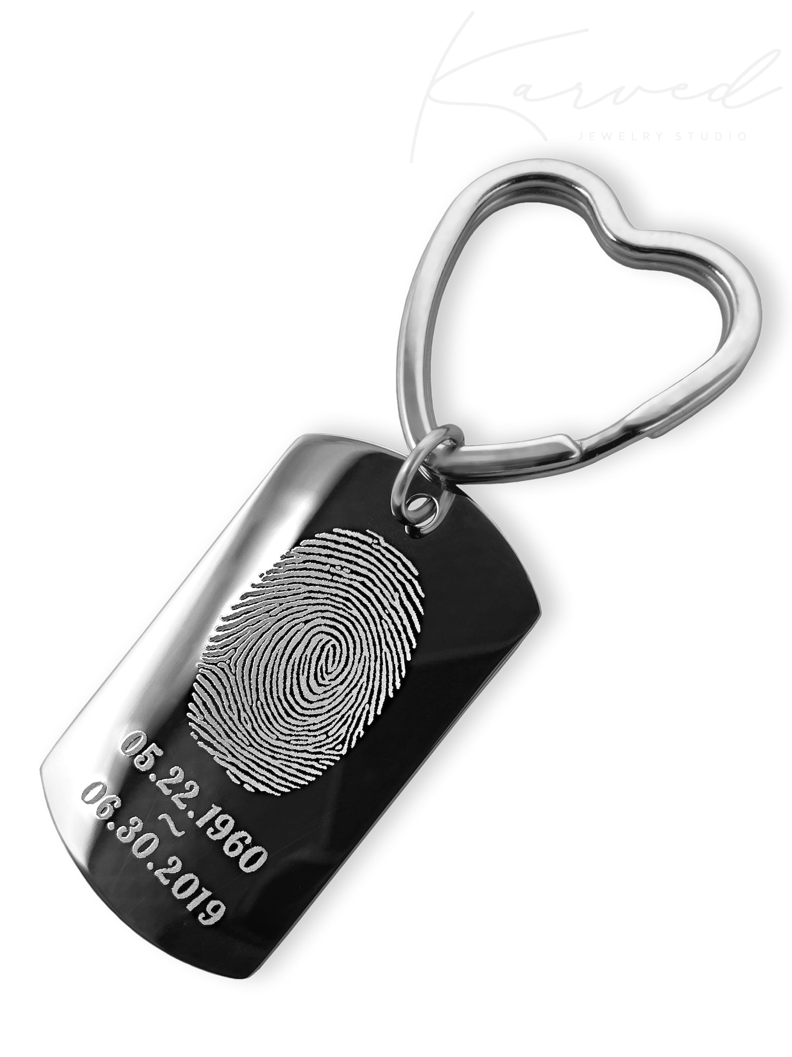 Actual Fingerprint Keychain Engraved Fingerprint Keychain Etsy