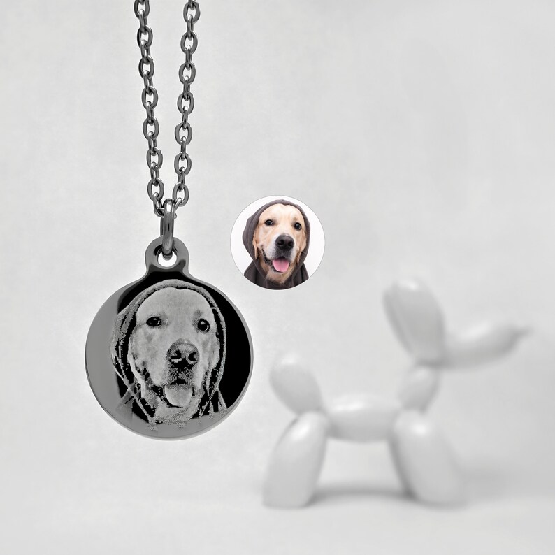 Custom Dog Name and Picture Necklace Actual Dog Photo Jewelry