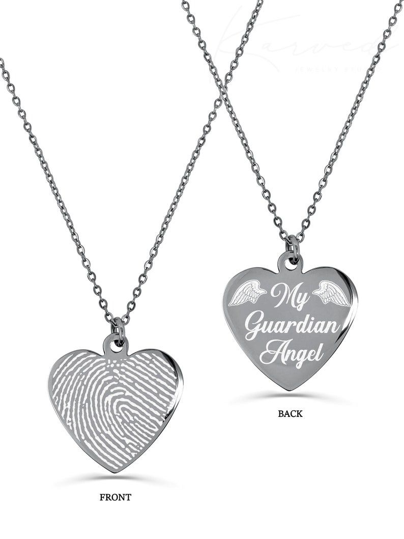 Thumbprint Necklace Engraved Fingerprint Handwriting Jewelry Etsy