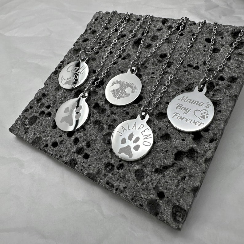 Custom Dog Name and Picture Necklace Actual Dog Photo Jewelry