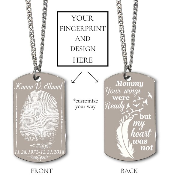 Actual Fingerprint Necklace Engraved 