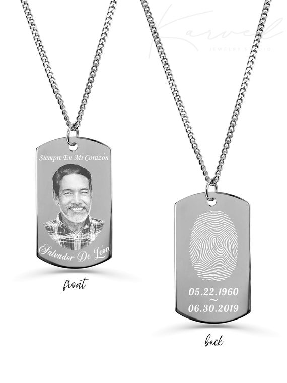 Fingerprint engraved necklace sale