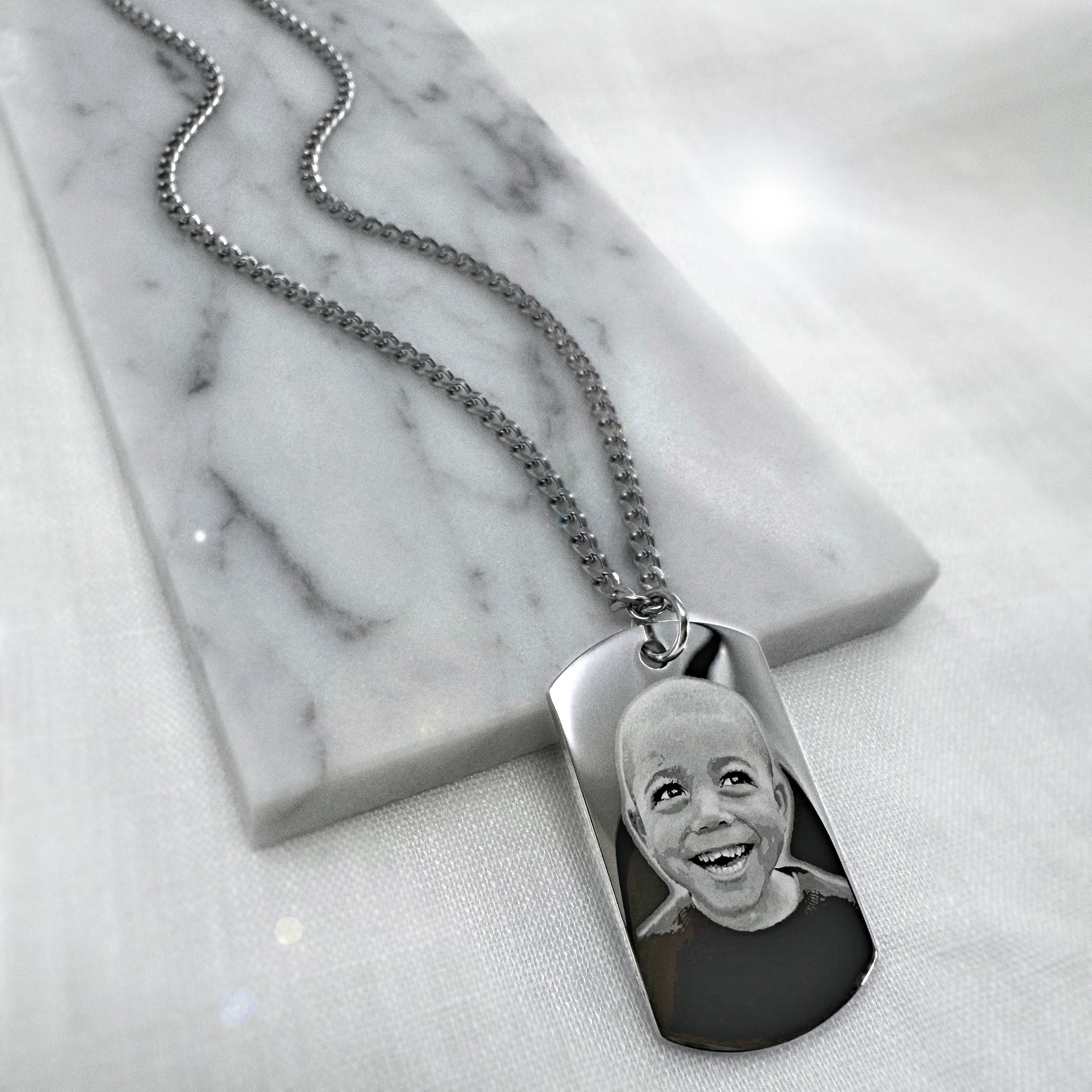 Father's Day Gift, Dad Gift, Custom Daddy Necklace, Double Sided Dog Tag with Photo, New Dad Chain, Father's Day Gift from Son, Daughter