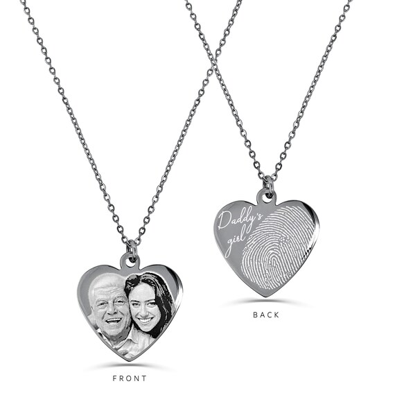 Photo Heart Necklace, Dad Remembrance Necklace Jewelry, Dad Father Loss Sympathy Gift, I Used To Be His Angel, Now He's Mine Necklace