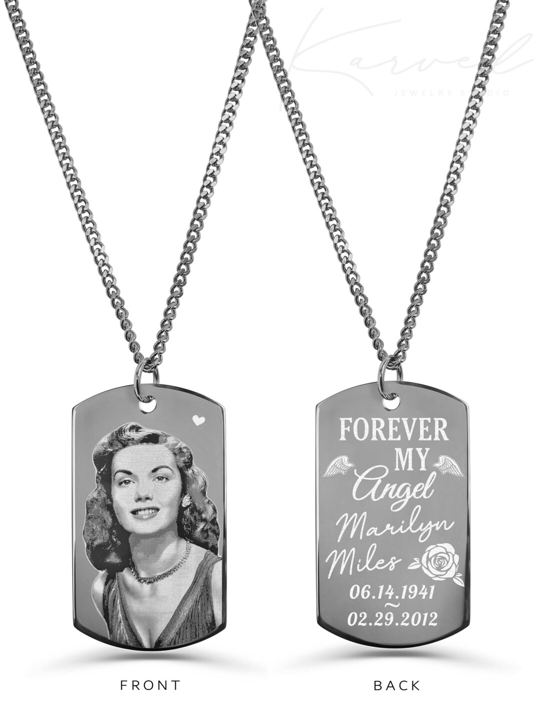 Memorial Dog Tag Necklace With Angel Wings, Memorial Gift, Remembrance