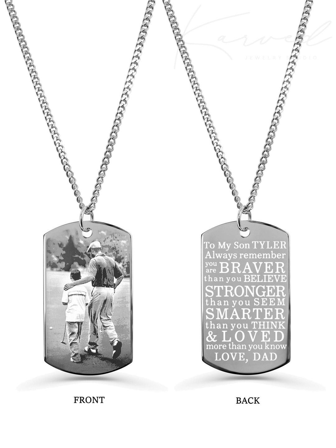 Engraved Photo Necklace Picture Necklace Photo Dog Tag Etsy