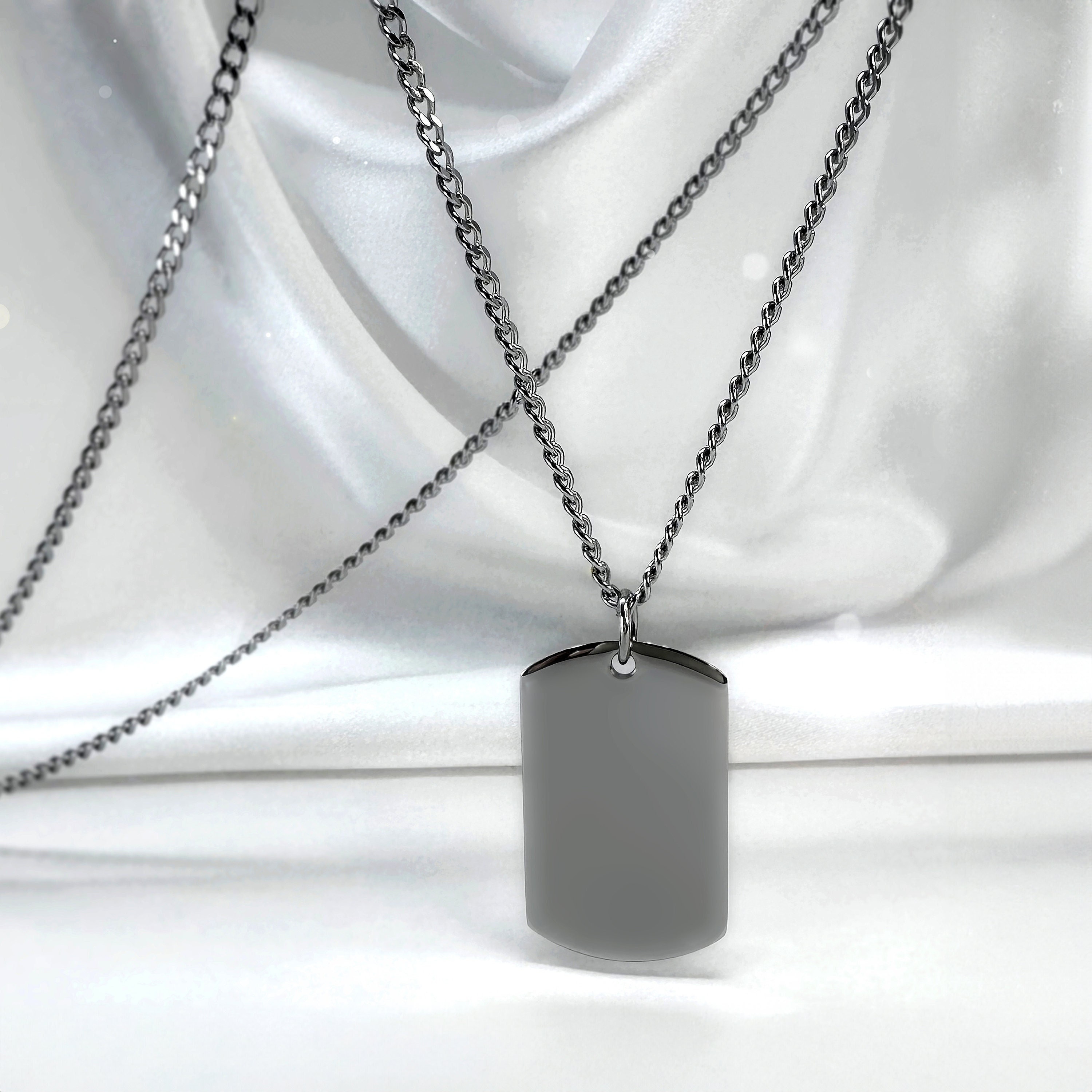 Boys Initial Pendant and Necklace, Kids Custom Dog Tag Chain, Kids Jewelry, Boys Christmas Gift, Mini Tag Necklace, Name ID Tag Necklace