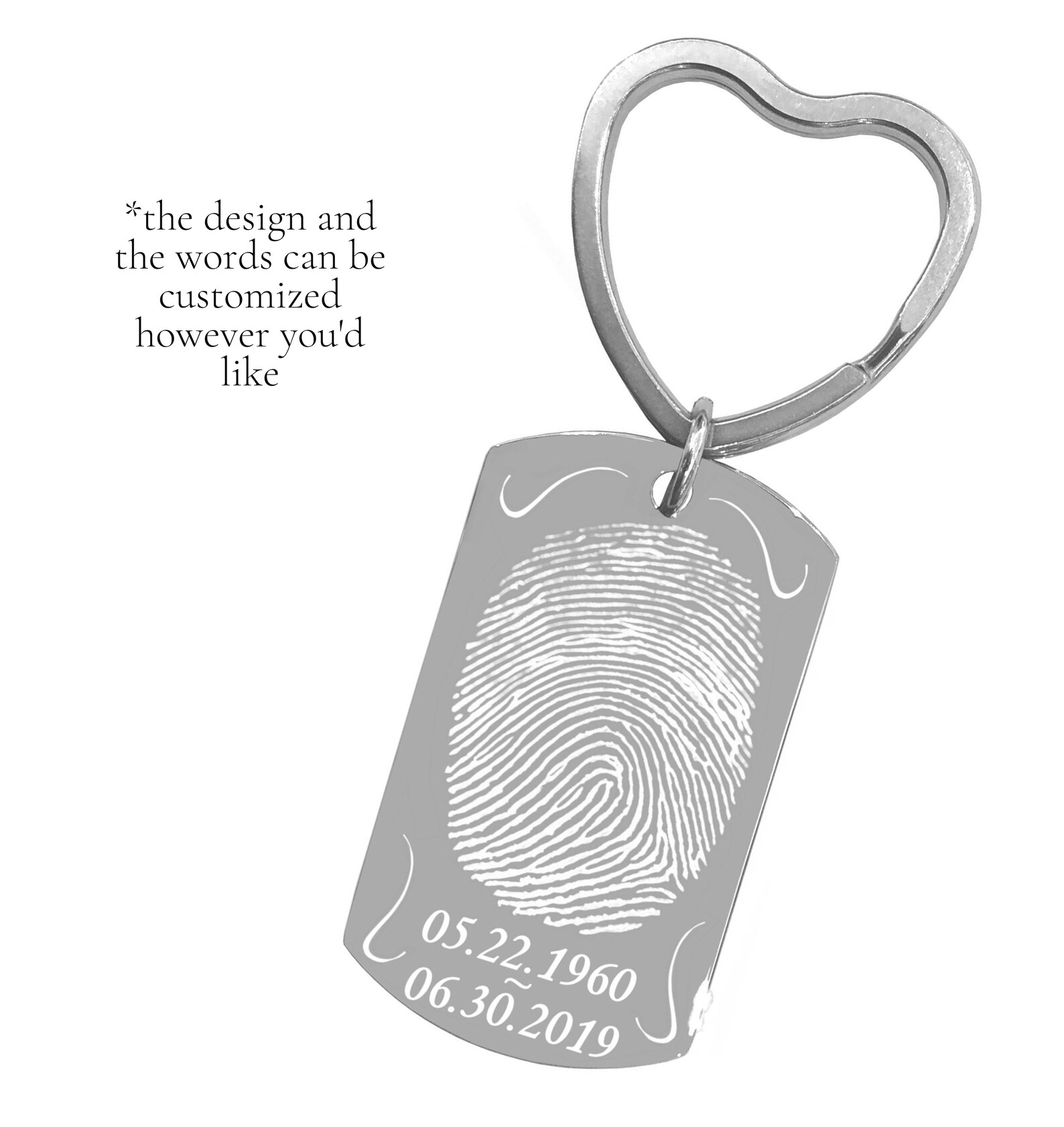 Actual Fingerprint Keychain Engraved Fingerprint Keychain Etsy