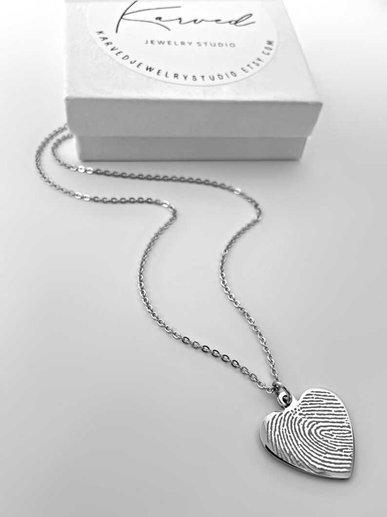 Thumbprint Necklace Engraved Fingerprint Handwriting Jewelry Etsy