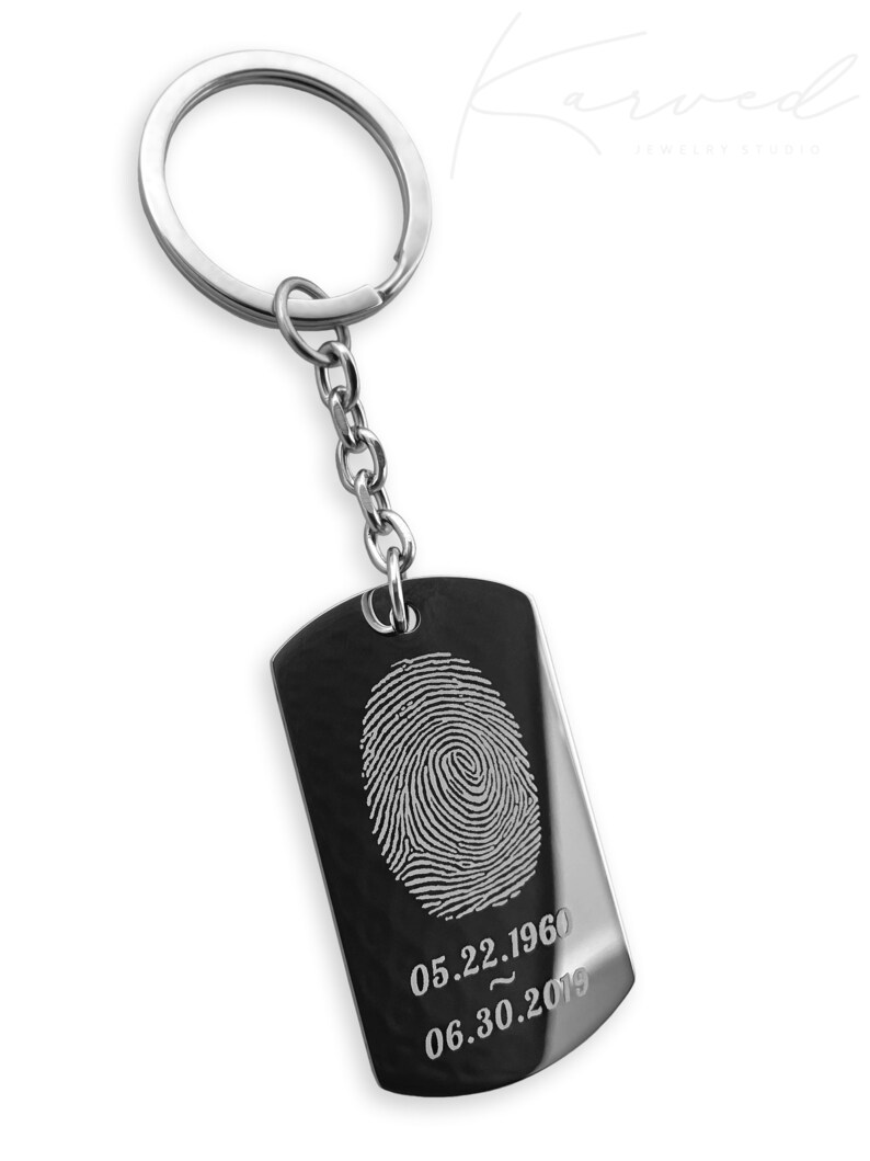 Actual Fingerprint Keychain Engraved Fingerprint Keychain Etsy