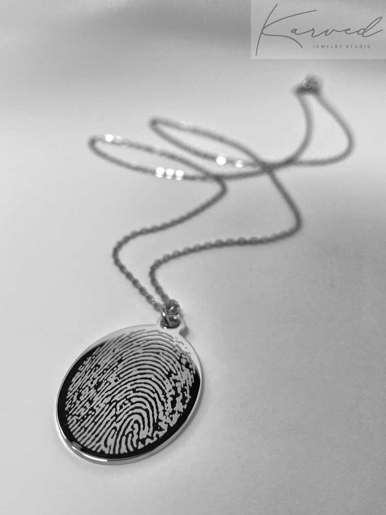 Your Fingerprint Necklace Silver Fingerprint Jewelry Etsy