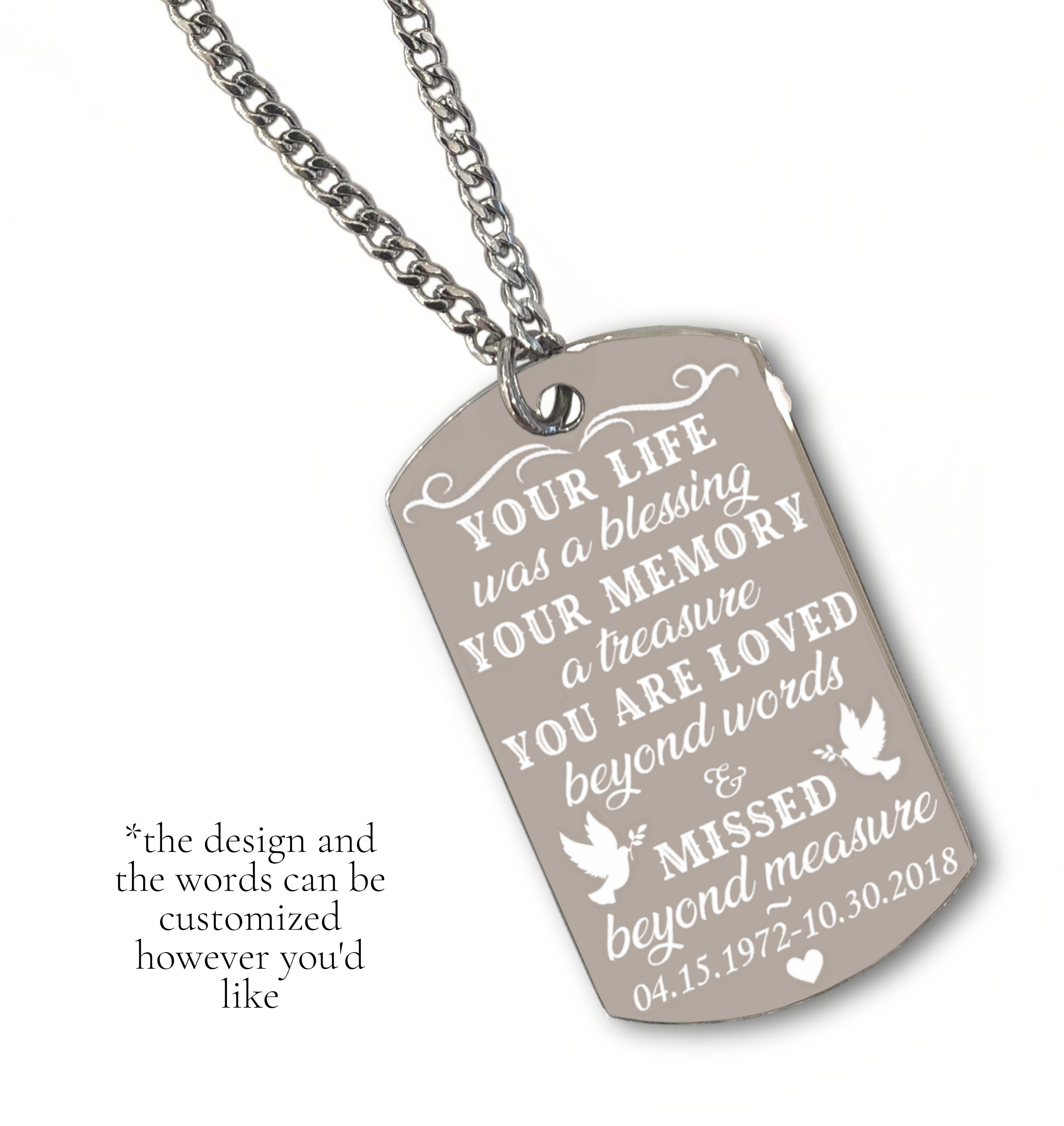 Memorial Jewelry Memorial Dog tag In Memory Dog Tag Dad Etsy