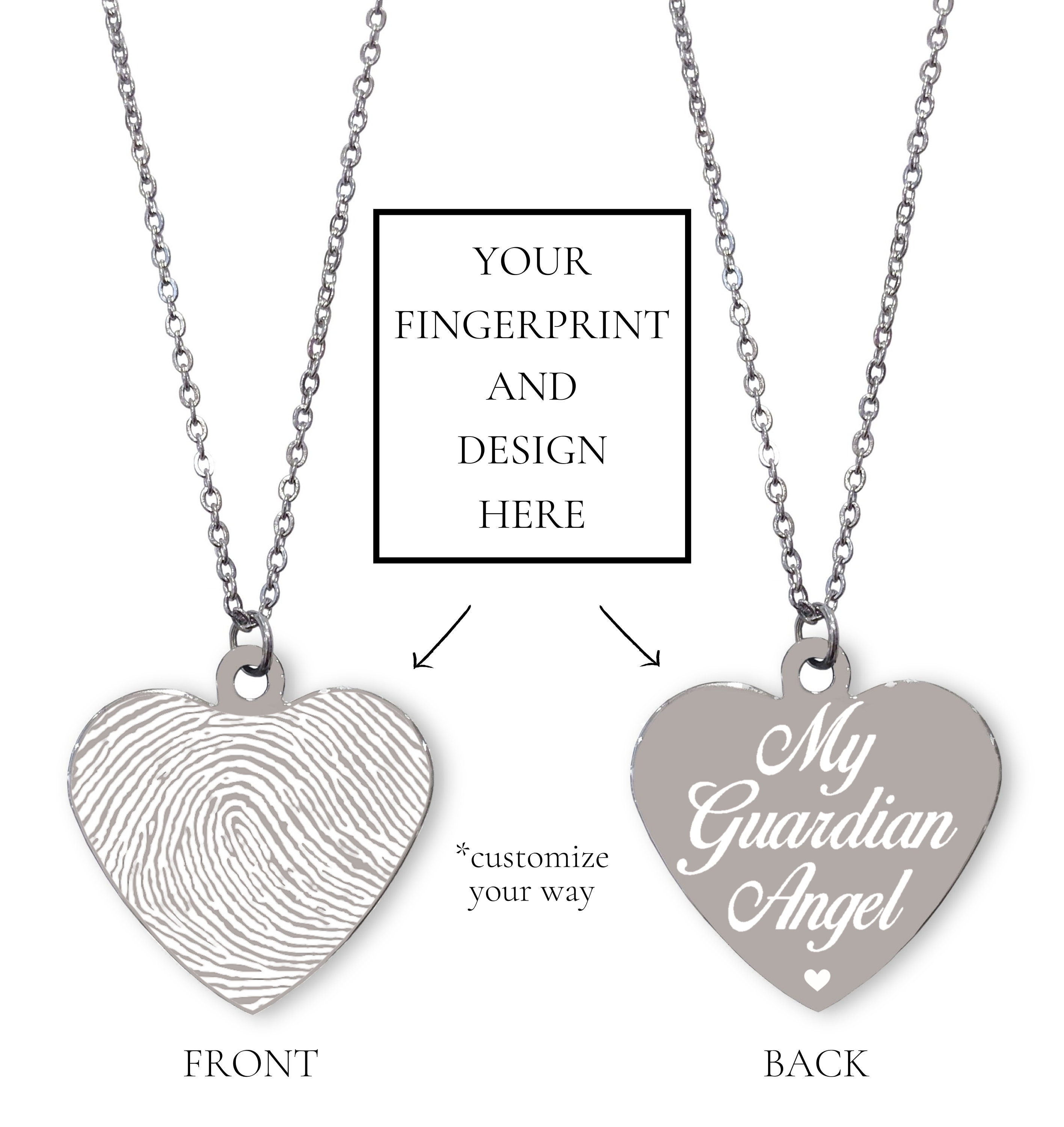 Thumbprint Necklace Engraved Fingerprint Handwriting Jewelry Etsy