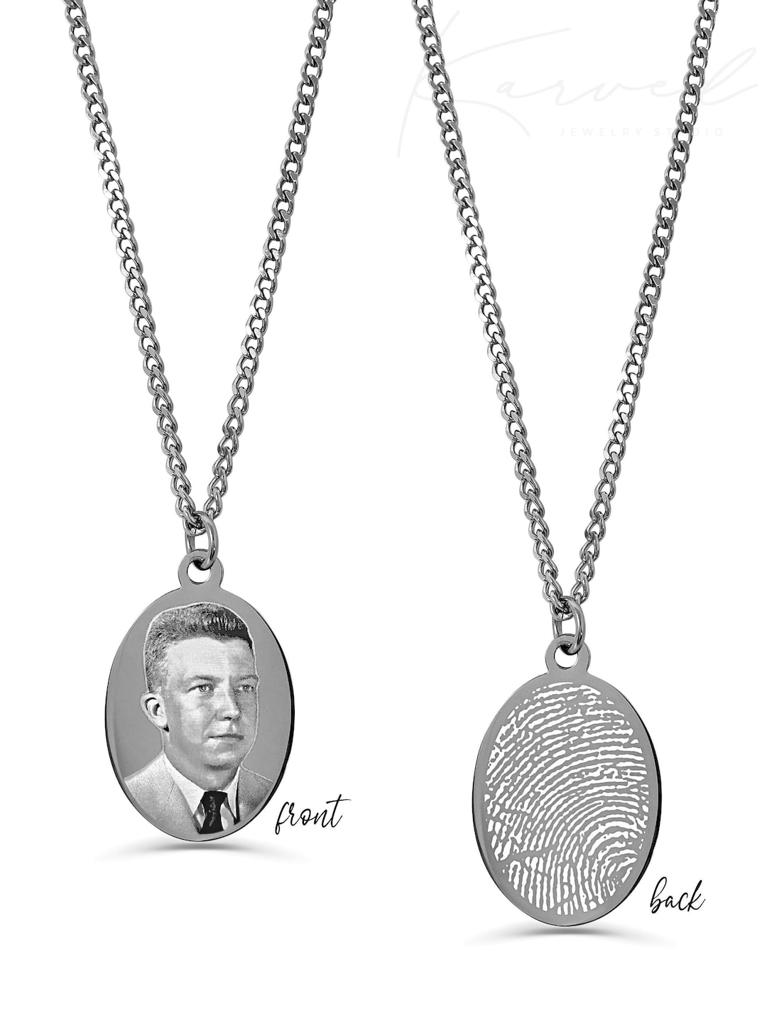 Actual Fingerprint Necklace, Engraved Thumbprint Jewelry, Men Jewelry