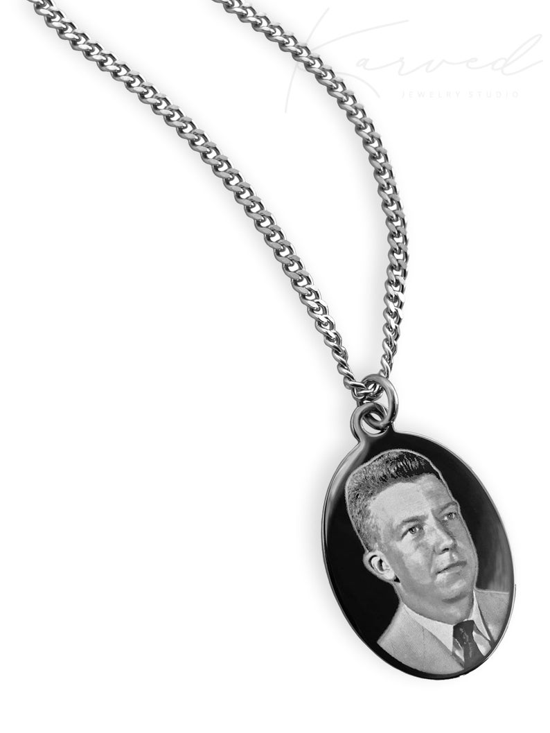 Photo Necklace Men Chain Necklace Personalized Actual Etsy