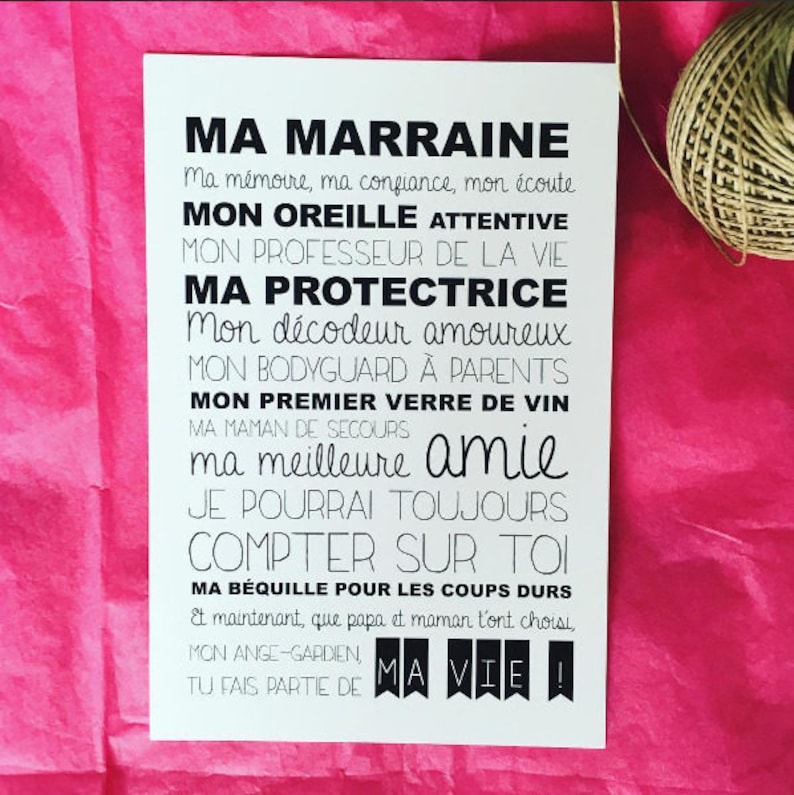 Carte Ma marraine à offrir lors du baptême Etsy France