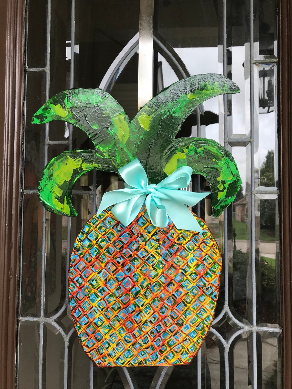 Pineapple decor for your door patio or inside your home. Etsy