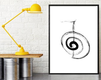 Cho ku rei, reiki gift, reiki symbol, Empower print, reiki art, spiral wall art, spiritual wall art, geometric print, black and white poster