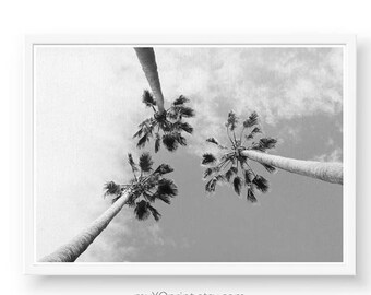 Palm Tree Art, Modern Wall Decor, Tropical Palm Print, Beach Print, Black And White Poster, California Photo, Printable Digital Download Art