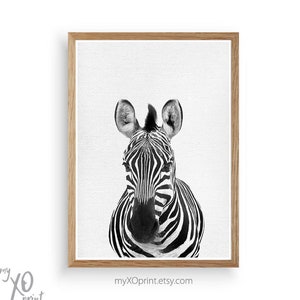 Zebra Print Baby Animal Nursery Art Black and White Art | Etsy