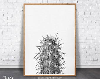 Cactus Print, Cactus Wall Decor, Printable Art, Cactus Digital Download, Black and White Cactus Art, Cactus Plant Wall Art Print, Boho Print