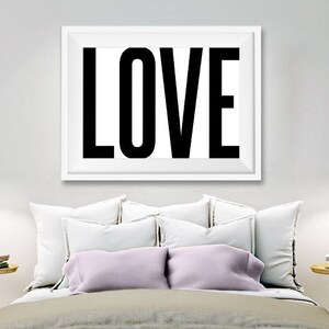 Bedroom Wall Decor, Love Print, Black and White Love, Printable Love