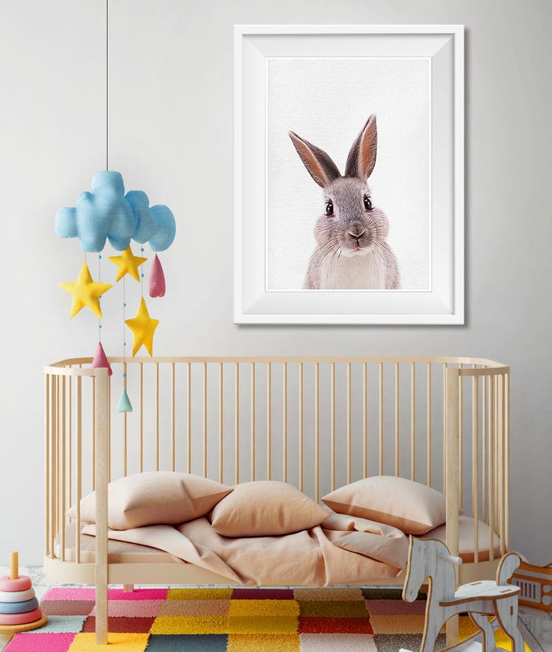 Rabbit Print, Nursery Wall Art, Bunny Print, Woodland Animal Wall Art