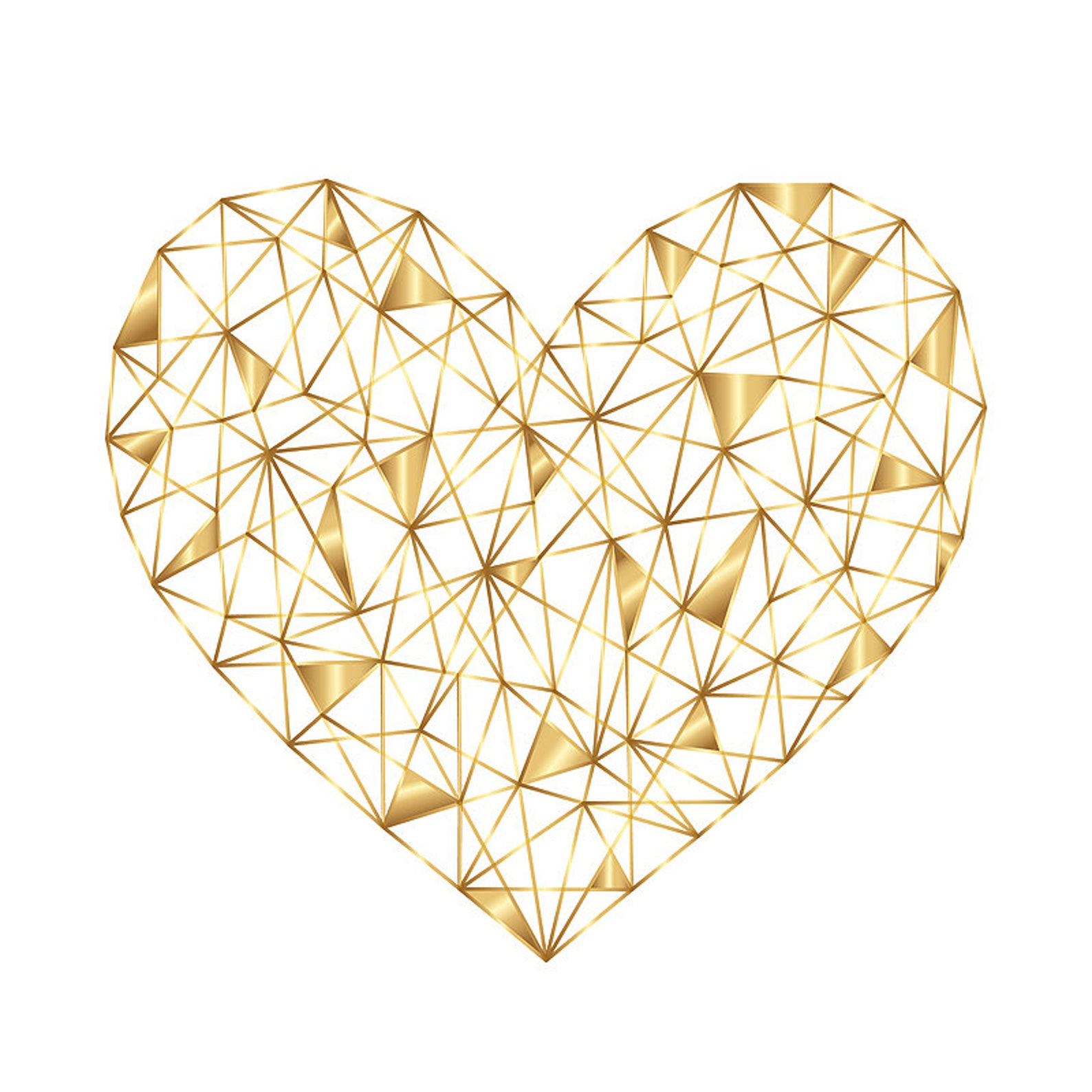 Gold Heart Print Heart Wall Art Geometric Heart Bedroom Etsy