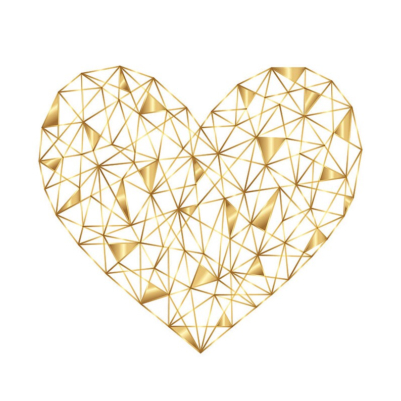 Gold Heart Print Heart Wall Art Geometric Heart Bedroom - Etsy