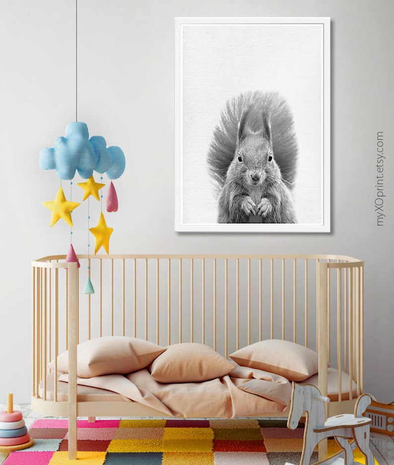 Woodland Animal Wall Art Animal Print Black White Nursery Etsy