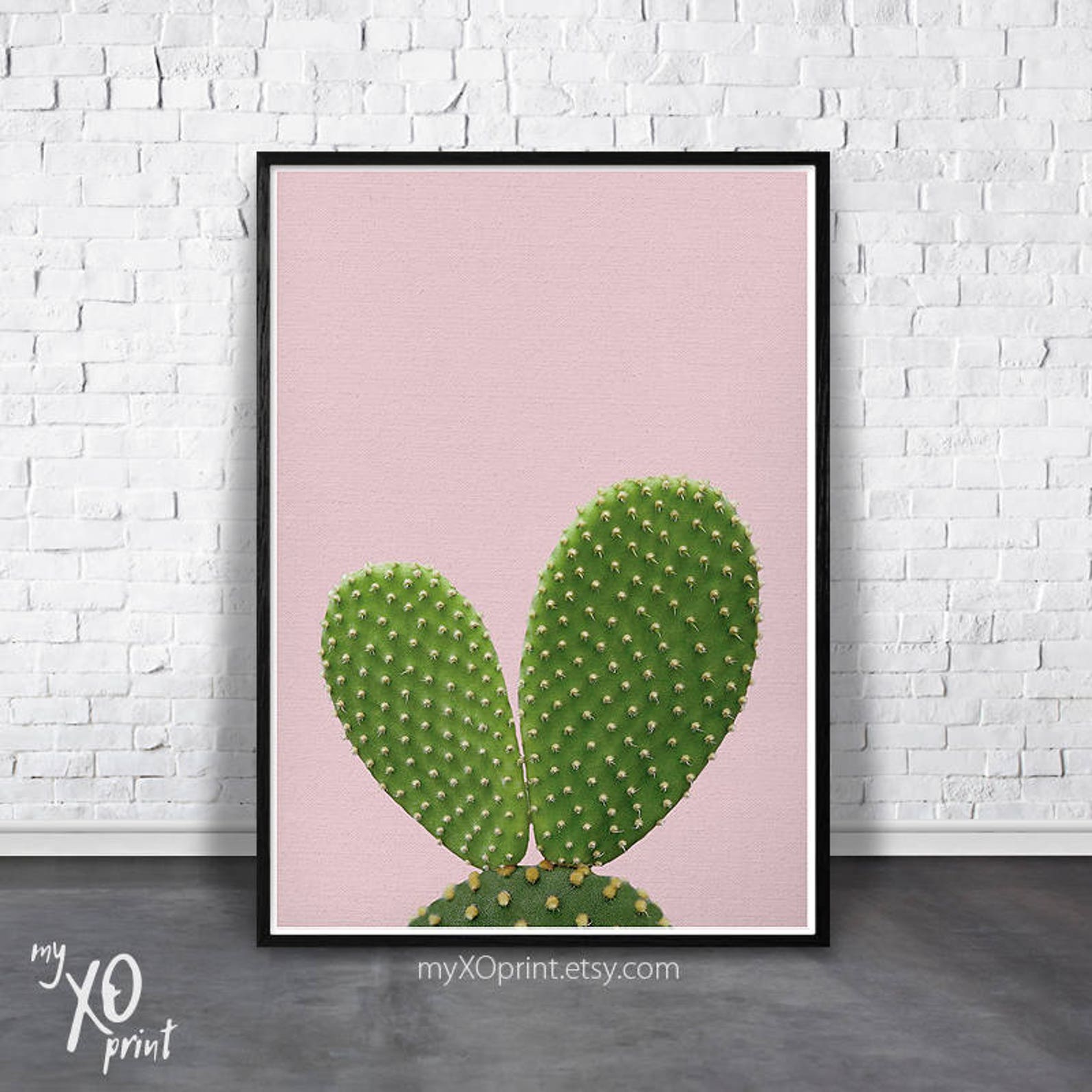 Cactus Print Cactus Wall Art Printable Art Pink Poster Etsy