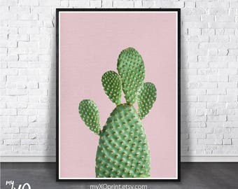 Cactus Print, Printable Art, Cacti Wall Art, Digital Download, Desert Print, Botanical Print, Cacti Art, Succulent Print, Pink Poster, Plant
