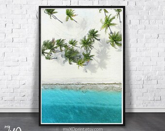 Palm Tree Print, California Beach Wall Art, Tropical Beach Print, Ocean Water, Digital Printable Art, Beach Photography, Coastal Wall Decor