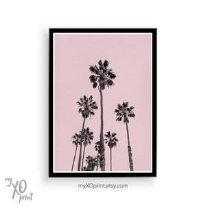 Pink Palm Print, Spring Wall Art, Palm Trees Print, Modern Wall Decor, Pink Wall Art Poster, Printable Art, California Art, Tropical Print image 2