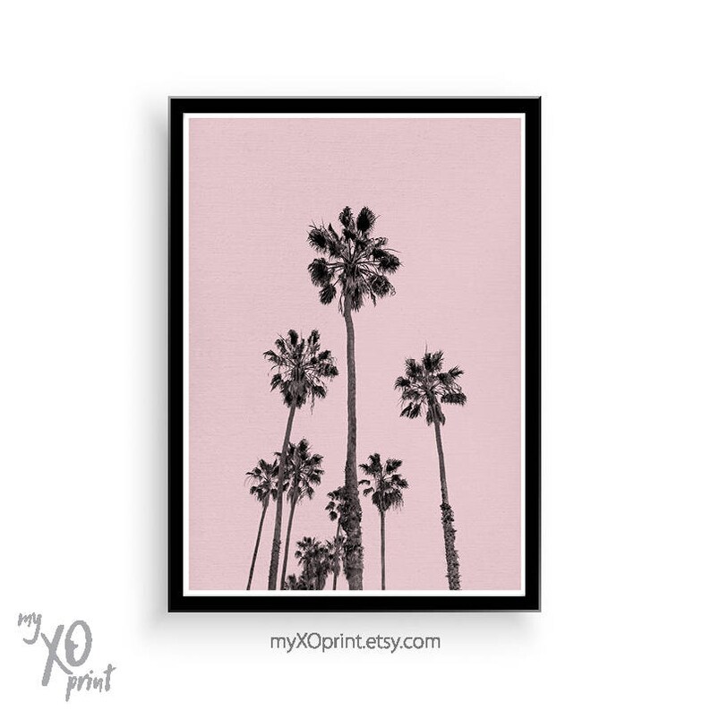 Pink Palm Print, Spring Wall Art, Palm Trees Print, Modern Wall Decor, Pink Wall Art Poster, Printable Art, California Art, Tropical Print image 2