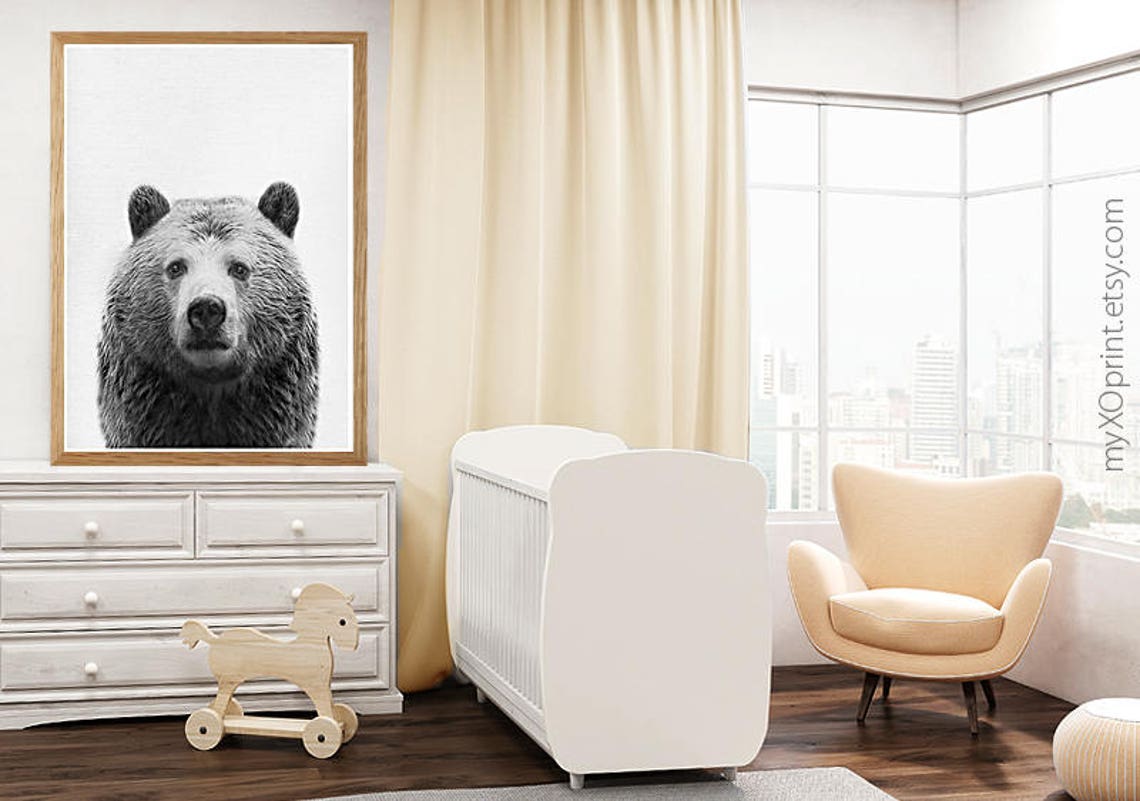 Nursery Woodland Bear Print Printable Art Bear Wall Art | Etsy