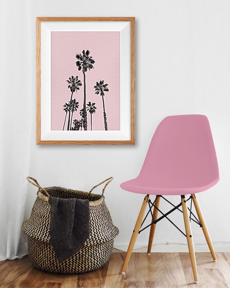 Pink Palm Print, Spring Wall Art, Palm Trees Print, Modern Wall Decor, Pink Wall Art Poster, Printable Art, California Art, Tropical Print image 5