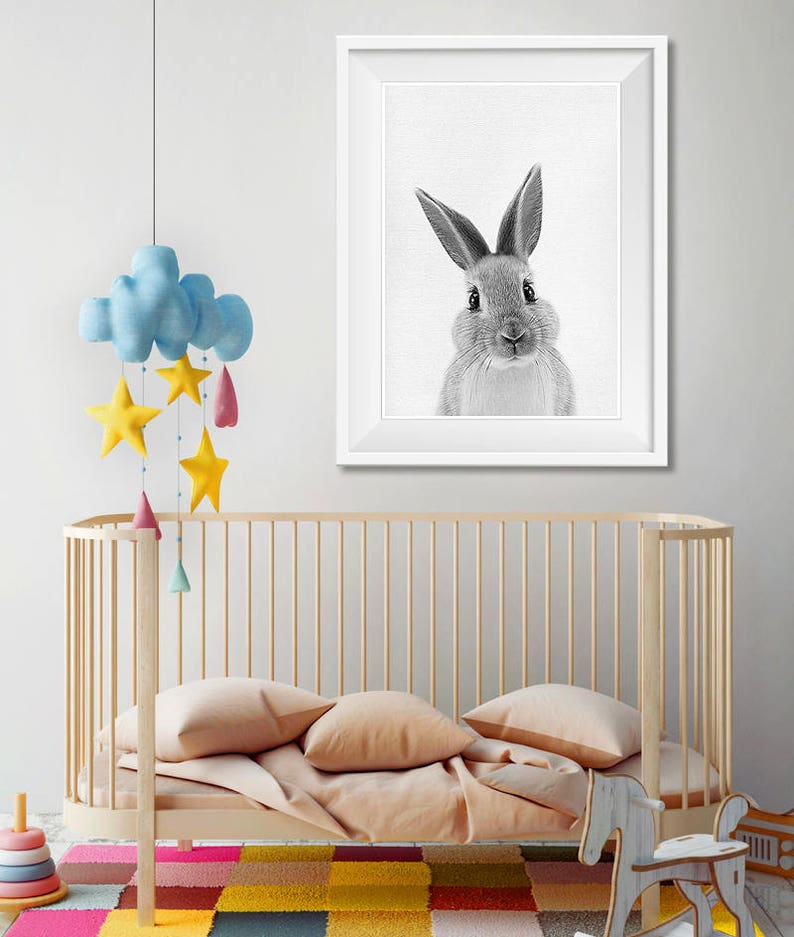 Baby Animal Nursery Art Nursery Wall Art Rabbit Print Bunny Etsy