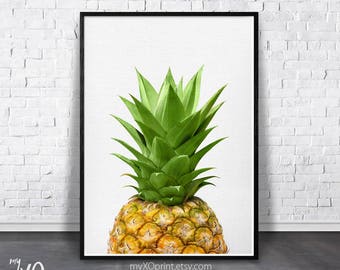 Tropical Print, Pineapple Wall Art, Pineapple Decor, Kitchen Decor, Summer Print, Pineapple Photo, Printable Fruit Poster, Gift Idea for Mom