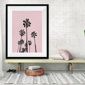 Pink Palm Print, Spring Wall Art, Palm Trees Print, Modern Wall Decor, Pink Wall Art Poster, Printable Art, California Art, Tropical Print image 6